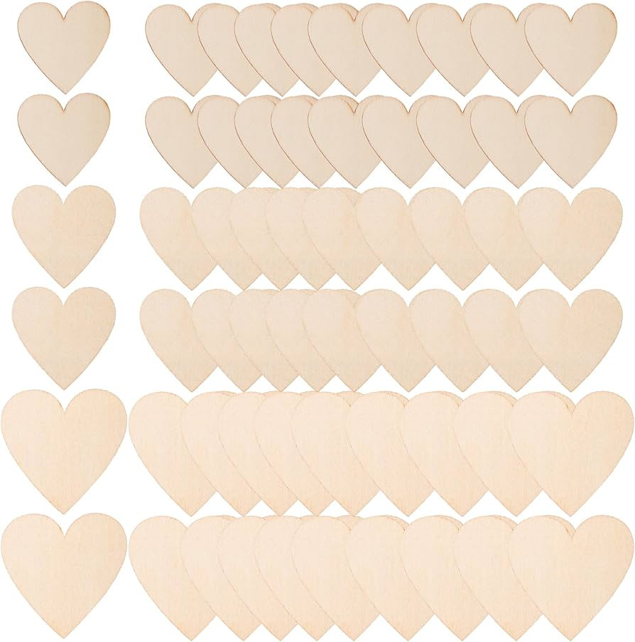 Yookat 150 Pieces Wooden Hearts for Crafts Wood Heart Slices Unfinished Wooden Heart Embellishmen... | Amazon (US)