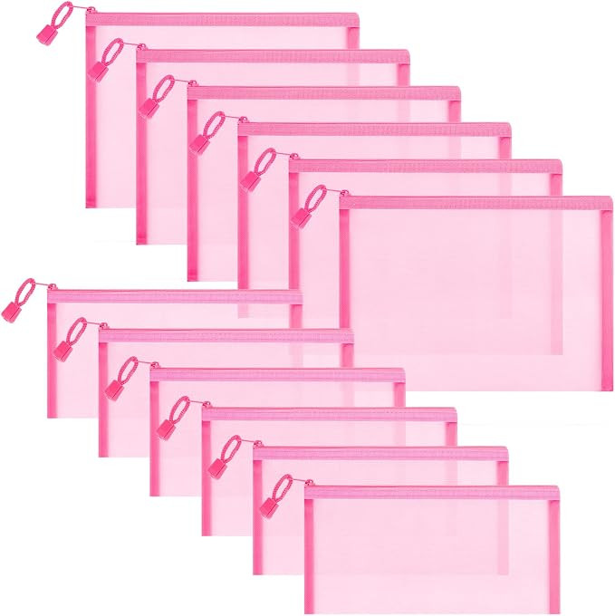 Sinzip 12 Pieces Zipper Nylon Mesh Pouch, Mesh Cosmetic Bags Makeup Bags Pencil Case, Multipurpos... | Amazon (US)