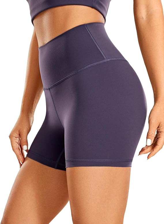 CRZ YOGA Women's Brushed Naked Feeling Biker Shorts 4''- High Waist Matte Workout Gym Running Spa... | Amazon (US)