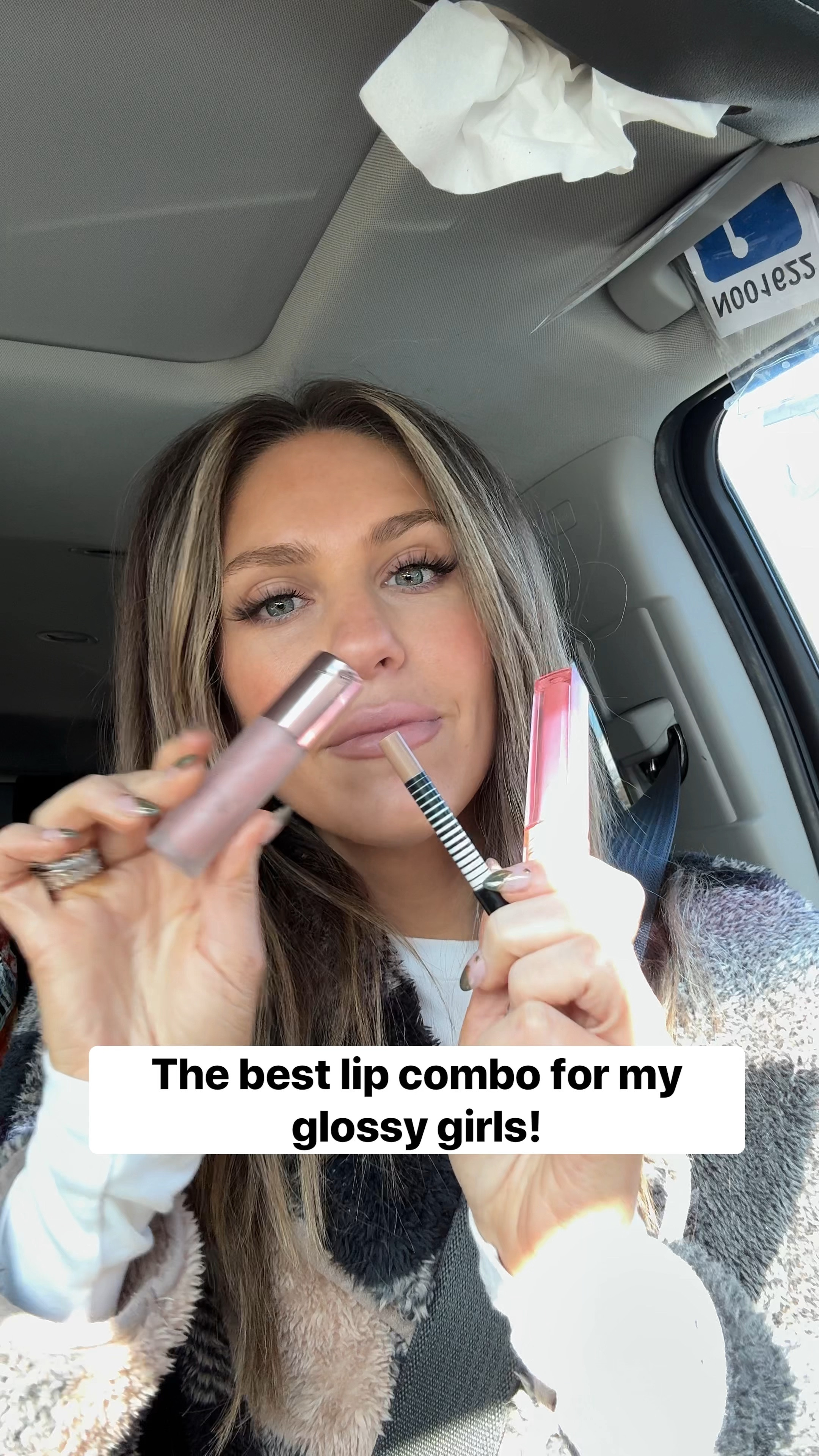 Dibs brown lip liner
Lawless gloss in candy sky 
Babe original jelly in blush code BROOKE20