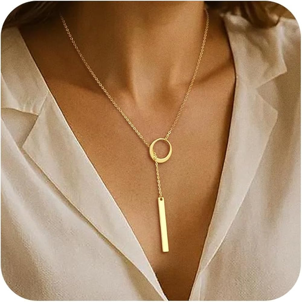 VIROMY Gold Long Y Necklaces for Women Trendy - Dainty Lariat Chain Drop Pendant Necklace for Wom... | Amazon (US)