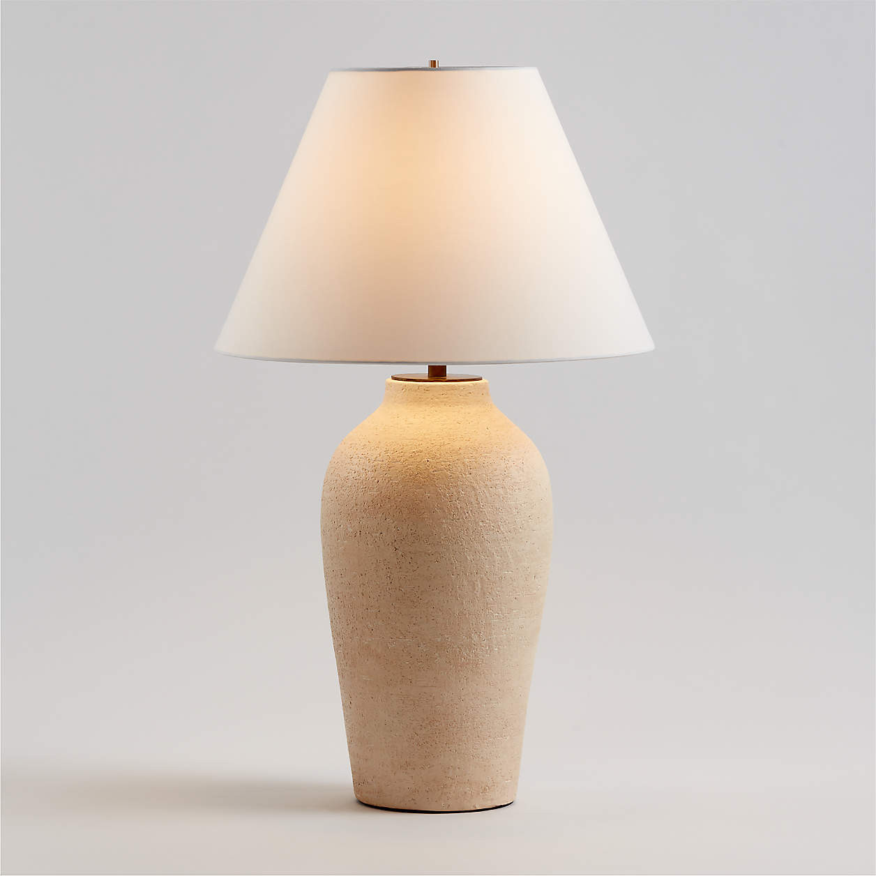 Corfu Tall Black Earthenware Table Lamp with Drum Shade + Reviews | Crate & Barrel | Crate & Barrel