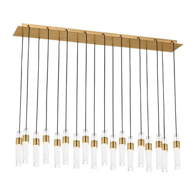 Sean Lavin Lassell 18-light chandelier in natural brass finish with crystal glass shades | Perigold