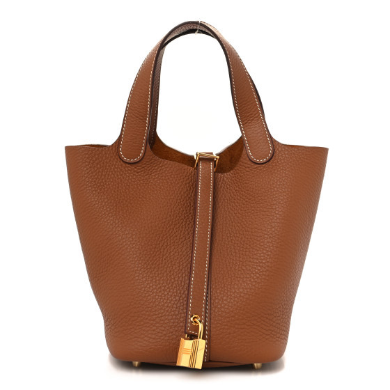 Taurillon Clemence Picotin Lock 18 PM Gold | FASHIONPHILE (US)