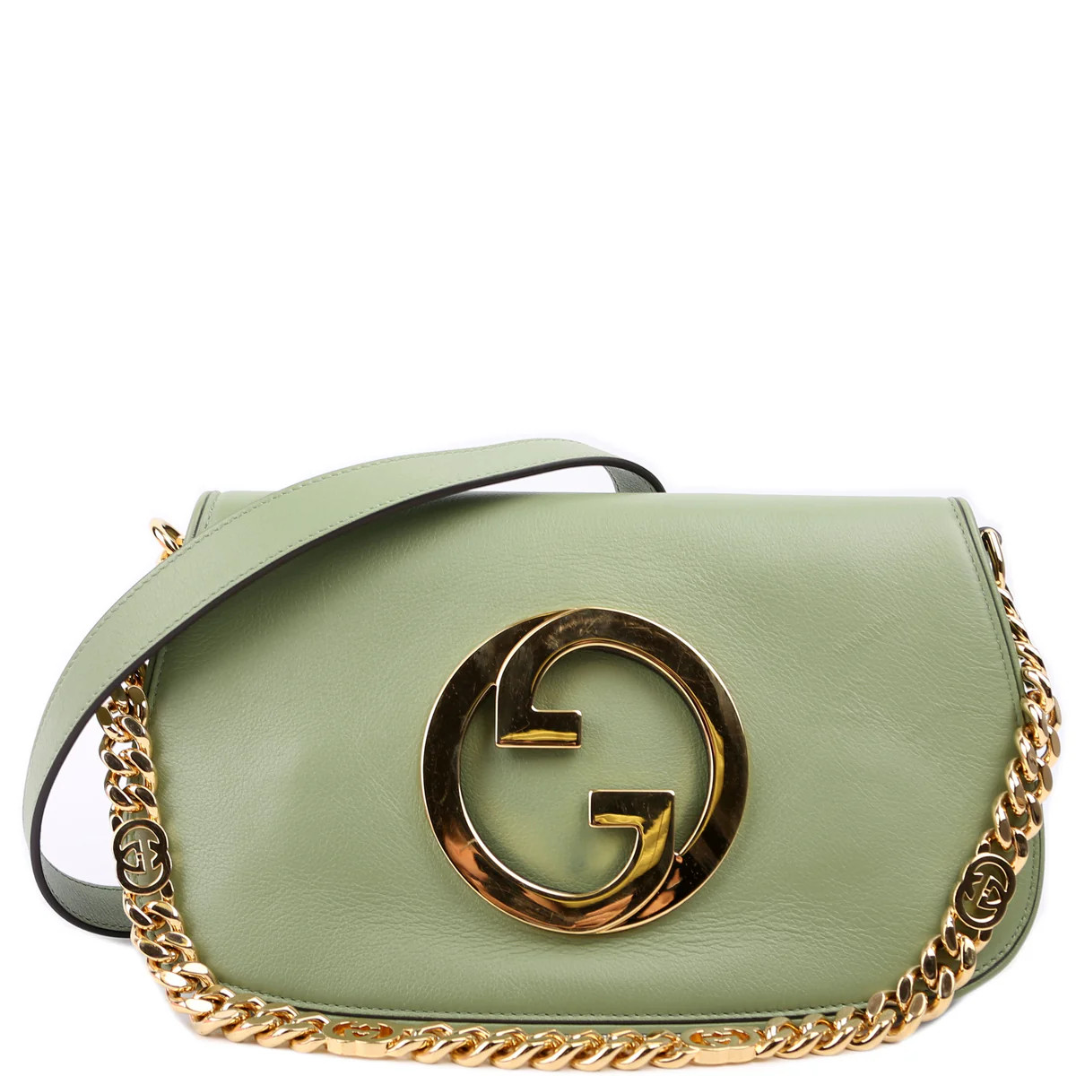 699268 Blondie Leather Shoulder Bag Green | Keeks Designer Handbags