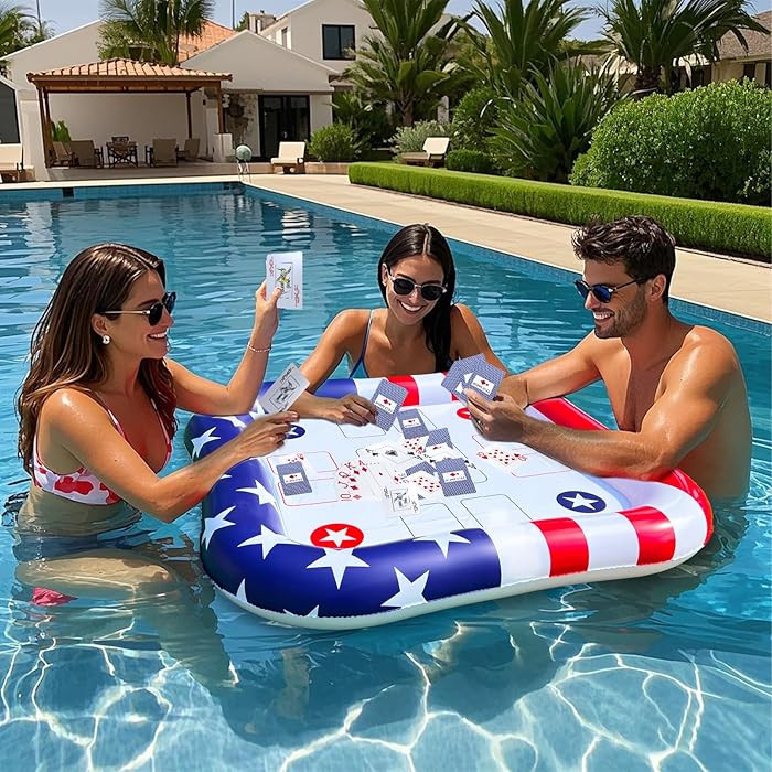 Floating Table with Waterproof Playing Cards, Adult Pool Game Set Include 36" x 36"Large Inflatab... | Amazon (US)