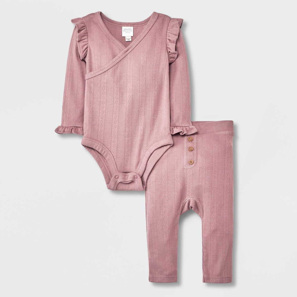 Grayson Collective Baby Girls' Solid 2pc Top & Bottom Set - Pink | Target