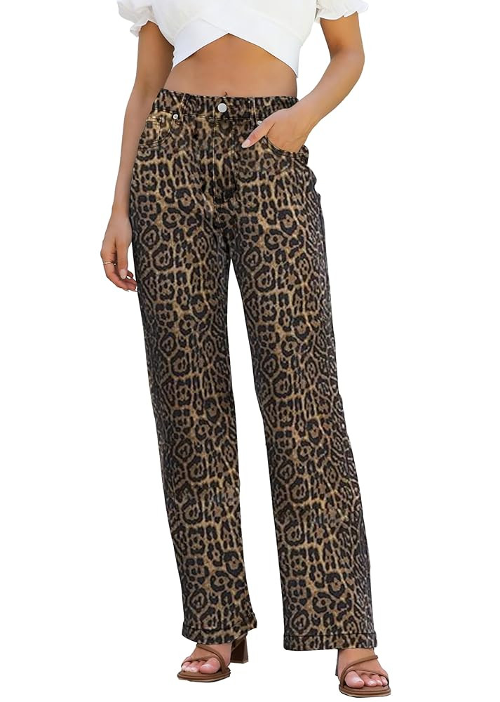 Womens Jeans High Waisted Straight Leg Loose Stretchy Lightweight Tummy Control Trendy Jeans for ... | Amazon (US)