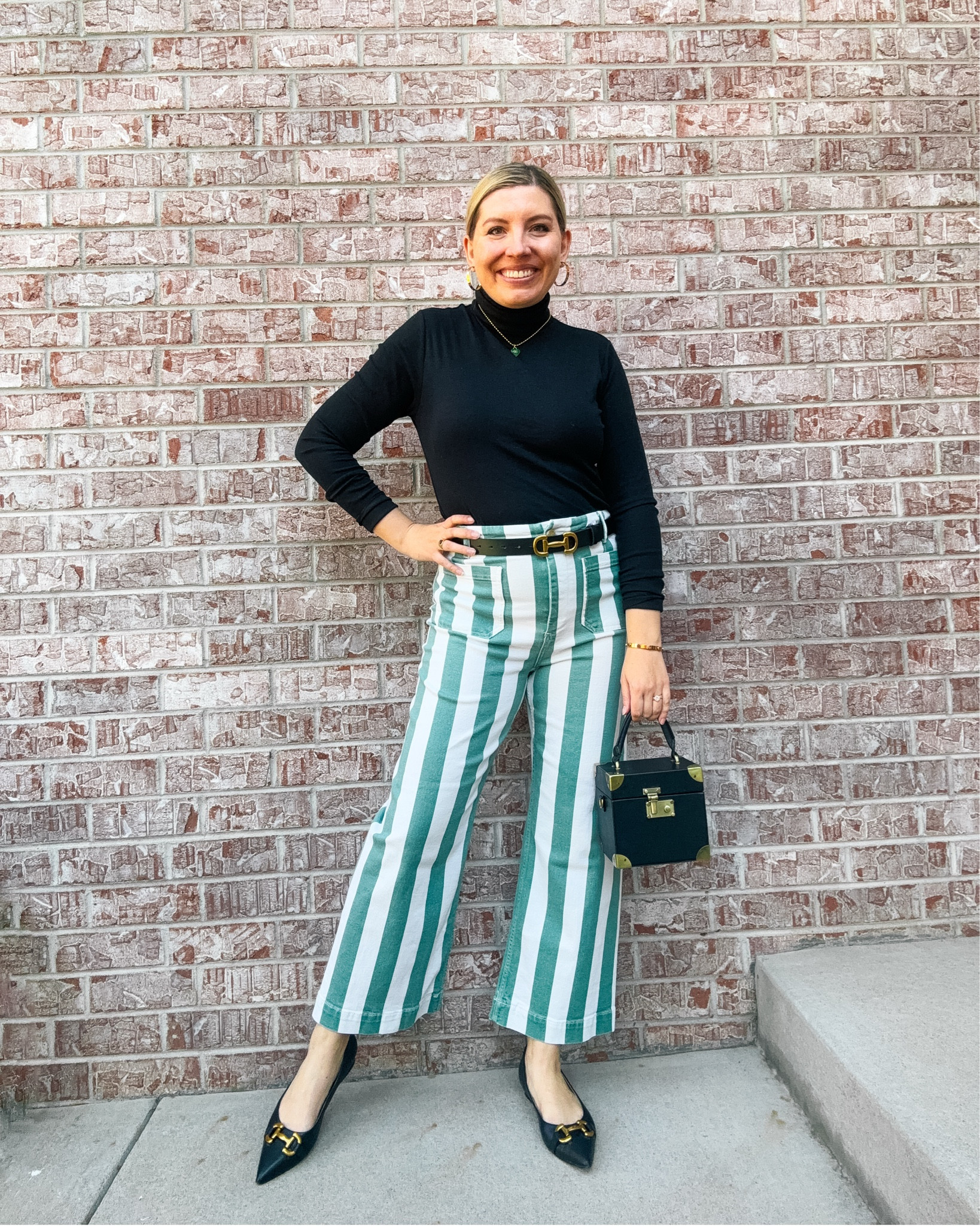 Look 3 - Heritage Hall 🐎 
A curated style series

These might just be the perfect pants. 💫 I’ve seen this type of style pop up a few times and I can never resist the vertical stripes and those bright colors - they’re everything I want in a statement piece. It might seem like an unexpected choice for fall, but I love how this look turned out. This exact style is available for rent through Nuuly - coupon linked below or in My IG bio.

Each of my capsules is a curated two-week wardrobe built around a mood, color story, or theme. Heritage Hall blends classic prep with fun, autumnal touches, playful prints, and a hint of nostalgia.

Pants - Maeve by Anthropologie (rent from Nuuly! Link below)
Sweater - Polo Ralph Lauren (linked)
Bag - Dillards (linked)
Belt - Boden (linked)
Shoes - Boden (similar linked)
Monogram Ring - Marleylilly (linked)
Earrings - Tory Burch (similar linked)
Necklace - Chanel charm on chain

Try Nuuly and get $30 off! https://share.nuuly.com/kat42828


#LTKSeasonal #LTKItBag #LTKStyleTip