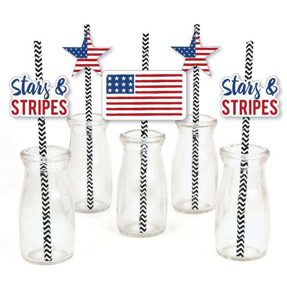 Big Dot of Happiness Stars and Stripes - Paper Straw Decor - Memorial Day 4th of July & Labor Day... | Target