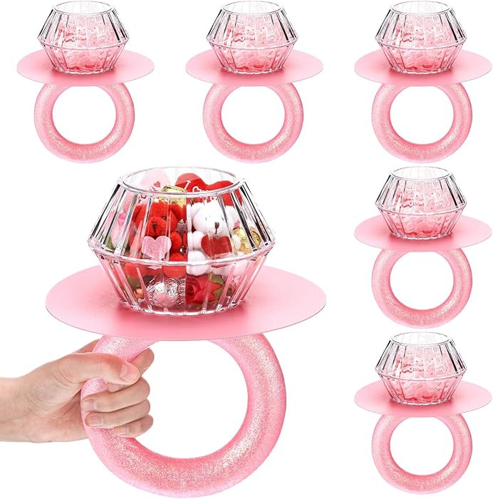 6 Sets Valentine's Day Giant Ring Shaped Gift Box DIY Kit Pink Diamond Candy Box Decoration with ... | Amazon (US)