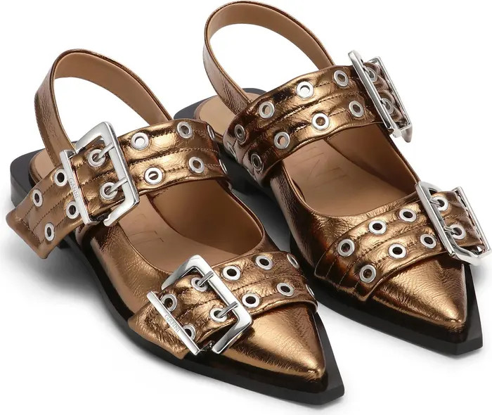 Ganni Slingback Pointed Toe Flat (Women) | Nordstrom | Nordstrom