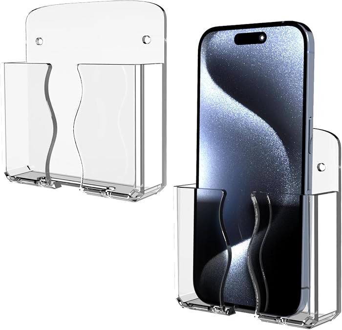 Wall Phone Holder Clear Phone Stand with Charging Hole, Bedside Phone Holder Compatible with iPho... | Amazon (US)