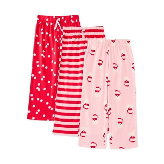 Wonder Nation Girls Holiday Print Sleep Pants, 3-Pack, Sizes 4-18 | Walmart (US)
