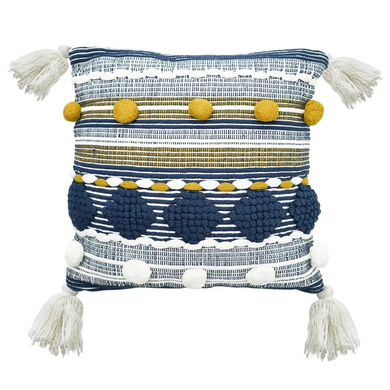 American Art Decor 17" x 6" Bohemian Blue, White, Yellow, Multi-color Cotton Throw Pillow , STYLI... | Walmart (US)