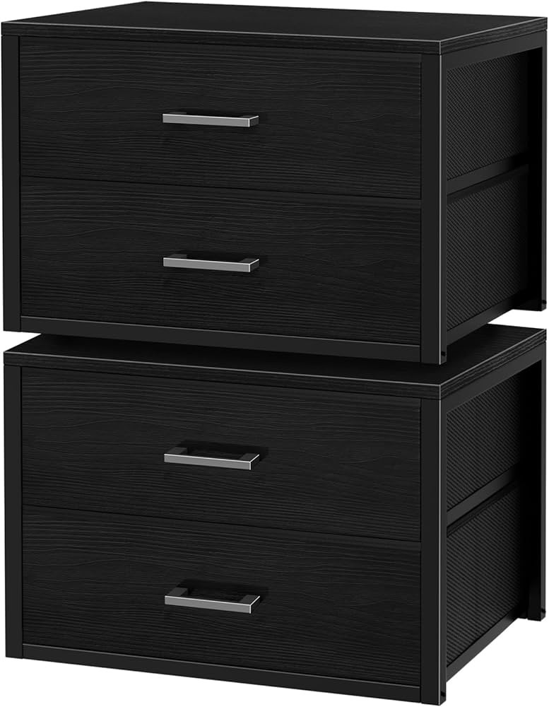 BOLUO Stackable Storage Drawers Closet Organizers and Storage Fabric 2 Drawer Dresser for Bedroom... | Amazon (US)