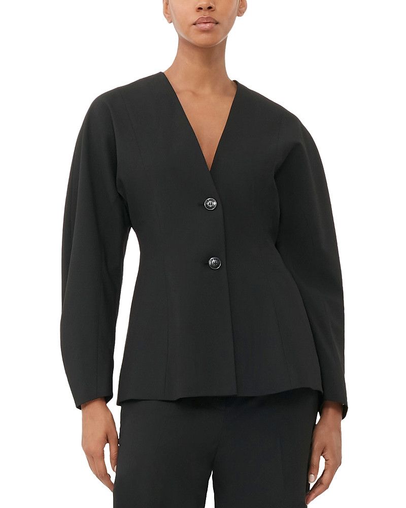 Ganni Black Fitted Drapey Melange Blazer | Bloomingdale's (US)