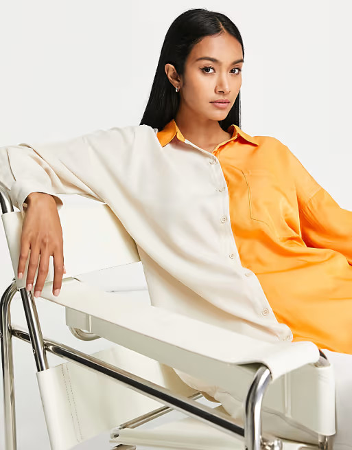 Lola May contrast oversized shirt in orange | ASOS (Global)