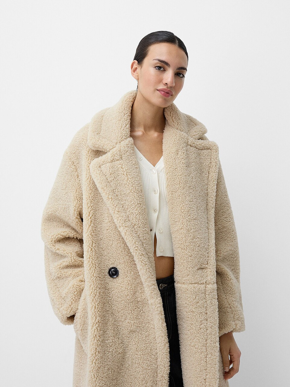 Bershka Mantel in Ecru | ABOUT YOU | ABOUT YOU (DE)
