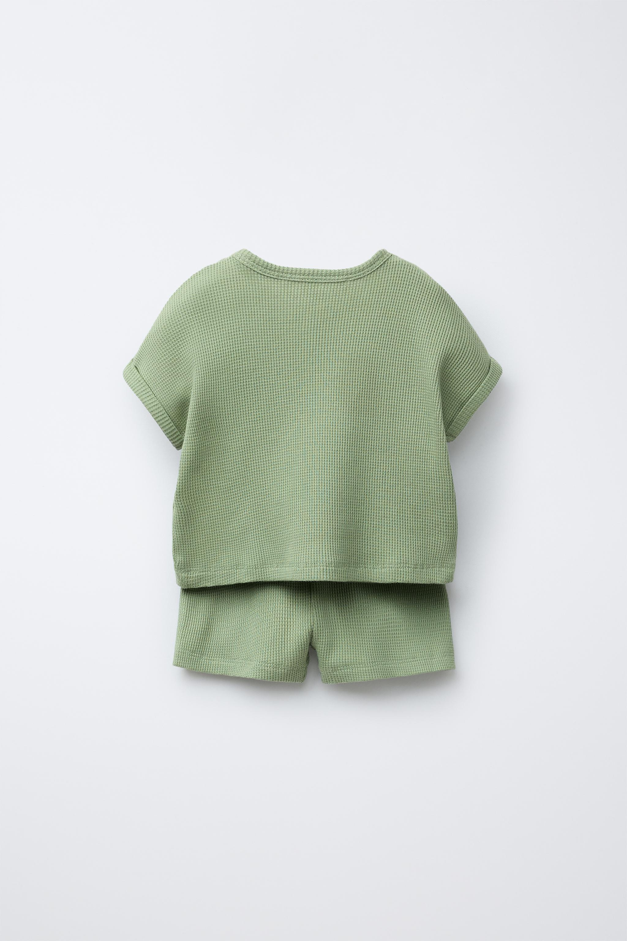 WAFFLE KNIT T-SHIRT AND SHORTS MATCHING SET | Zara US
