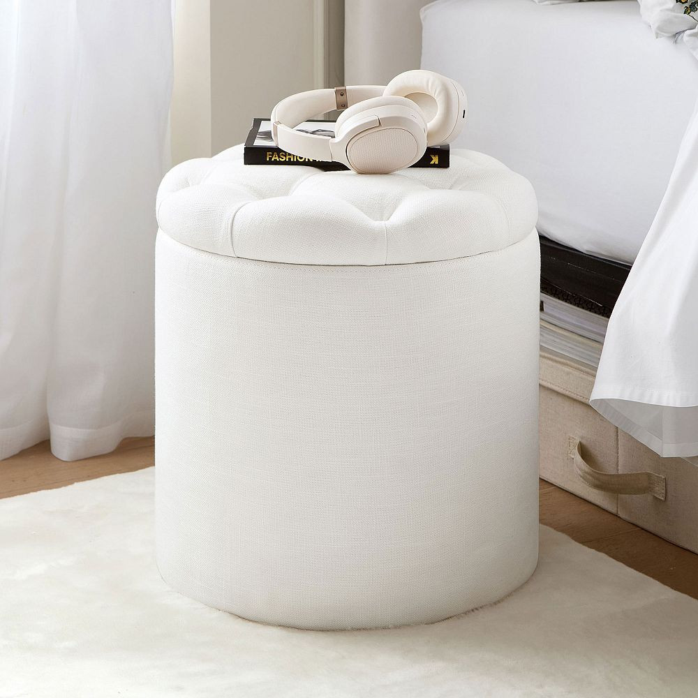 Tufted Round Storage Ottoman | Pottery Barn Teen