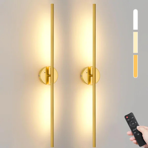 31.2'' Battery Operated Wall Sconces with Remote Control, Dimmable Wall Sconces Set of Two, 350°... | Wayfair North America