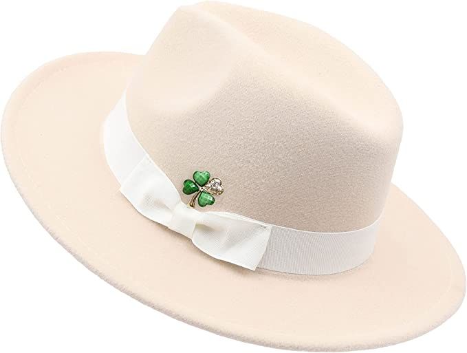 ashy drongo Fedora Hats for Women Wide Brim Felt Panama Hat Minimalist Casual | Amazon (US)