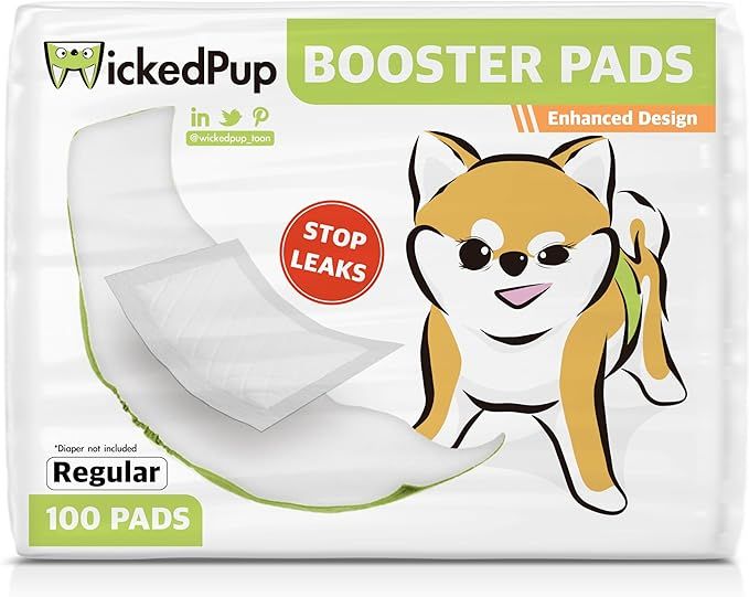 WICKEDPUP Dog Diaper Liners Booster Pads for Male and Female Dogs, 100ct | Disposable Diaper Inse... | Amazon (US)