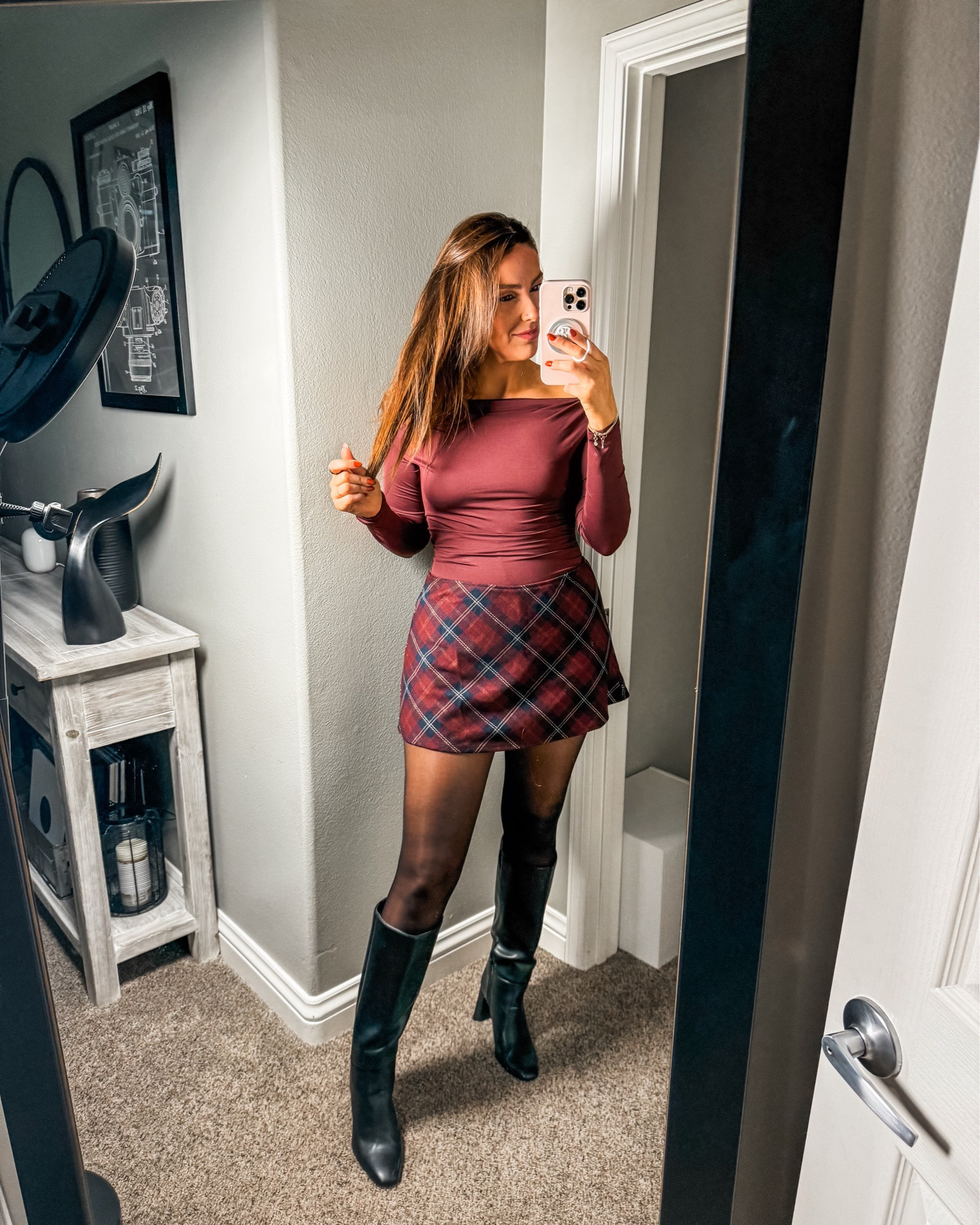 Size M top and skirt. Size small cardigan.

#LTKHoliday #LTKootd #LTKgrwm