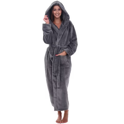 Alexander Del Rossa Women's Soft Plush Fleece Hooded Bathrobe, Full Length Long Warm Lounge Robe ... | Target