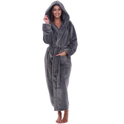 Alexander Del Rossa Women's Soft Plush Fleece Hooded Bathrobe, Full Length Long Warm Lounge Robe ... | Target