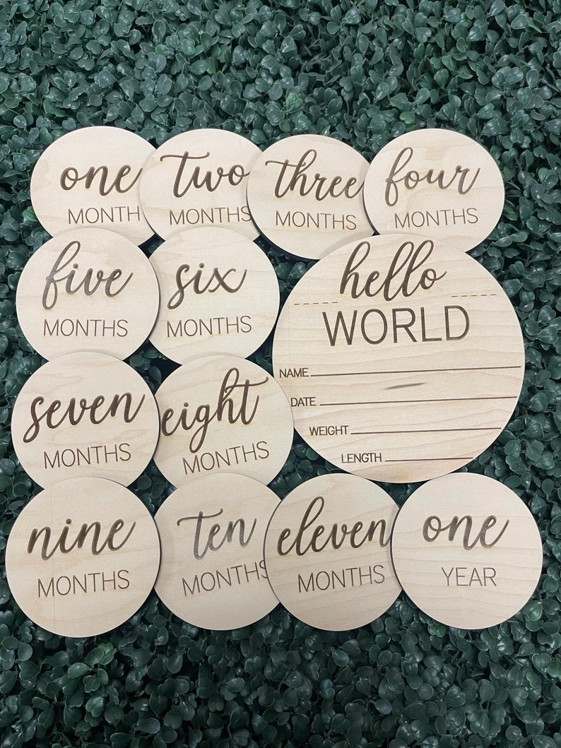 Monthly Wooden Milestone Circles, 1-3 Weeks and 1-12 Months, Circles for Baby Monthly Photographs... | Etsy (US)