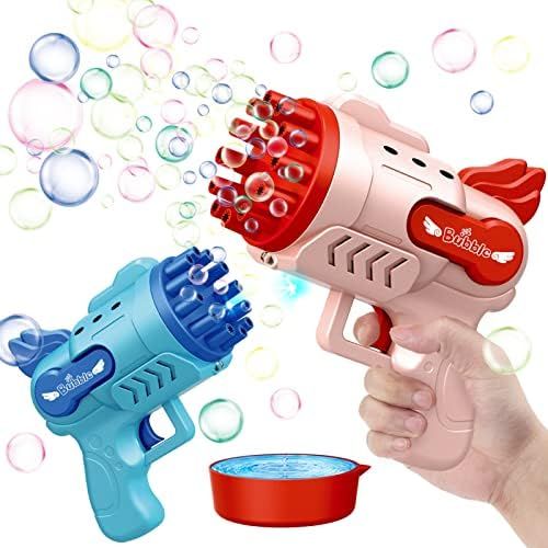 HengPhy 2 PCS Bubble Gun with Light & 12 Hole, 2022 Upgrade Bubble Machine Bubble Maker for Kids ... | Amazon (US)