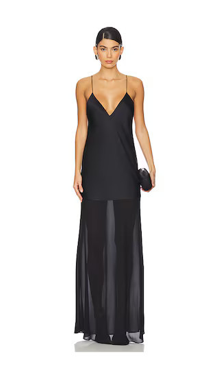 SER.O.YA Vienna Satin Maxi Dress in Black. - size XS | Revolve Clothing (Global)
