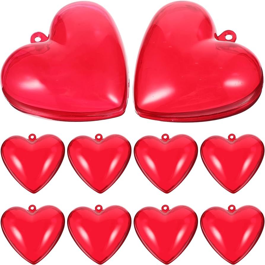 Didiseaon Christmas Decor 10pcs Fillable Balls Ornaments Plastic Acrylic Heart Shape Fillable Bal... | Amazon (US)