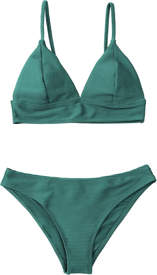 CUPSHE Women Bikini Set Solid Color Sexy Triangle Two Piece Swimsuit | Amazon (US)