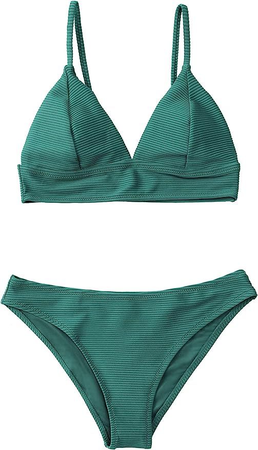 CUPSHE Women Bikini Set Solid Color Sexy Triangle Two Piece Swimsuit | Amazon (US)
