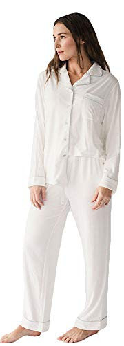 Cozy Earth Women's Viscose from Bamboo Long Sleeve Pajama Set- Ultra Soft, Temperature Regulating, Breathable, Size Small, Color Ivory | Amazon (US)