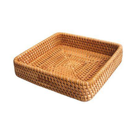 Hand-Woven Storage Basket Rattan Storage Tray Wicker Baskets-B | Walmart (US)