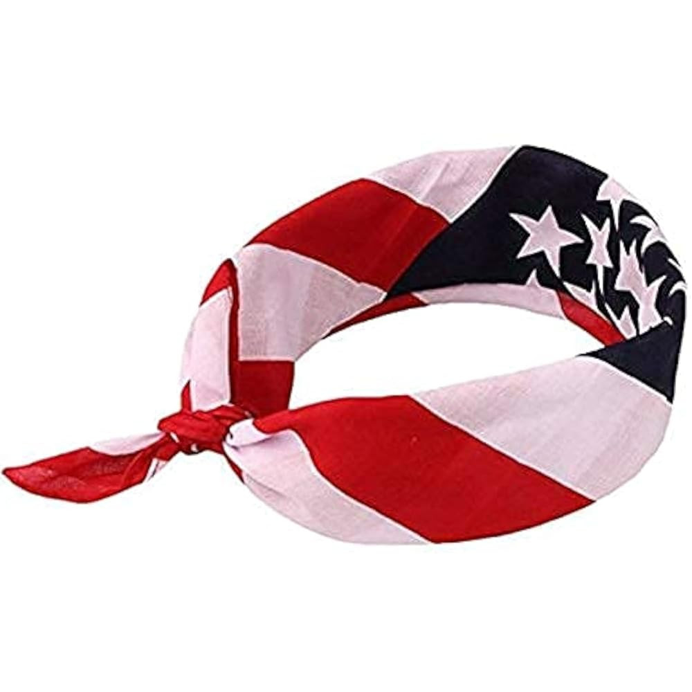 Red White and Blue American Flag Bandana Headband USA for Men and Women - Neck and Face Scarf Hea... | Amazon (US)