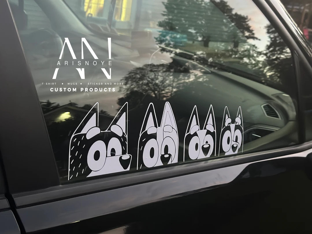 Set of 4 Family blue vinyl decal, bumper sticker, waterproof vinyl COLOR WHITE | Etsy (US)