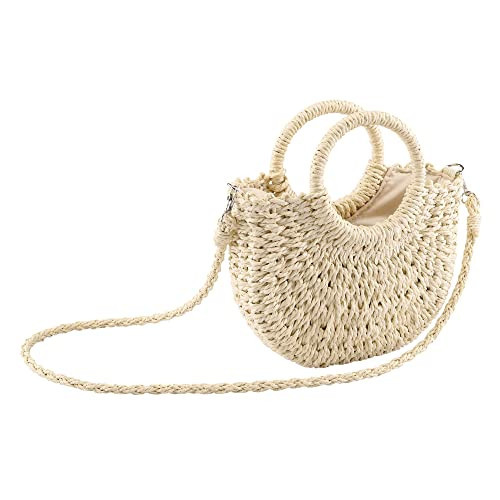 CHIC DIARY Summer Beach Straw Bag for Women Crossbody Top Handle Shoulder Handbag Handwoven Rattan Clutch Purse (Beige) | Amazon (UK)