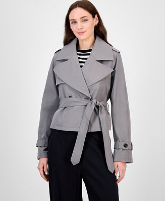 Maralyn & Me Juniors' Cropped Trench Coat, Exclusively at Macy's - Macy's | Macy's