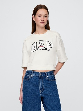 VintageSoft Cropped Elbow-Sleeve Sweatshirt | Gap (US)