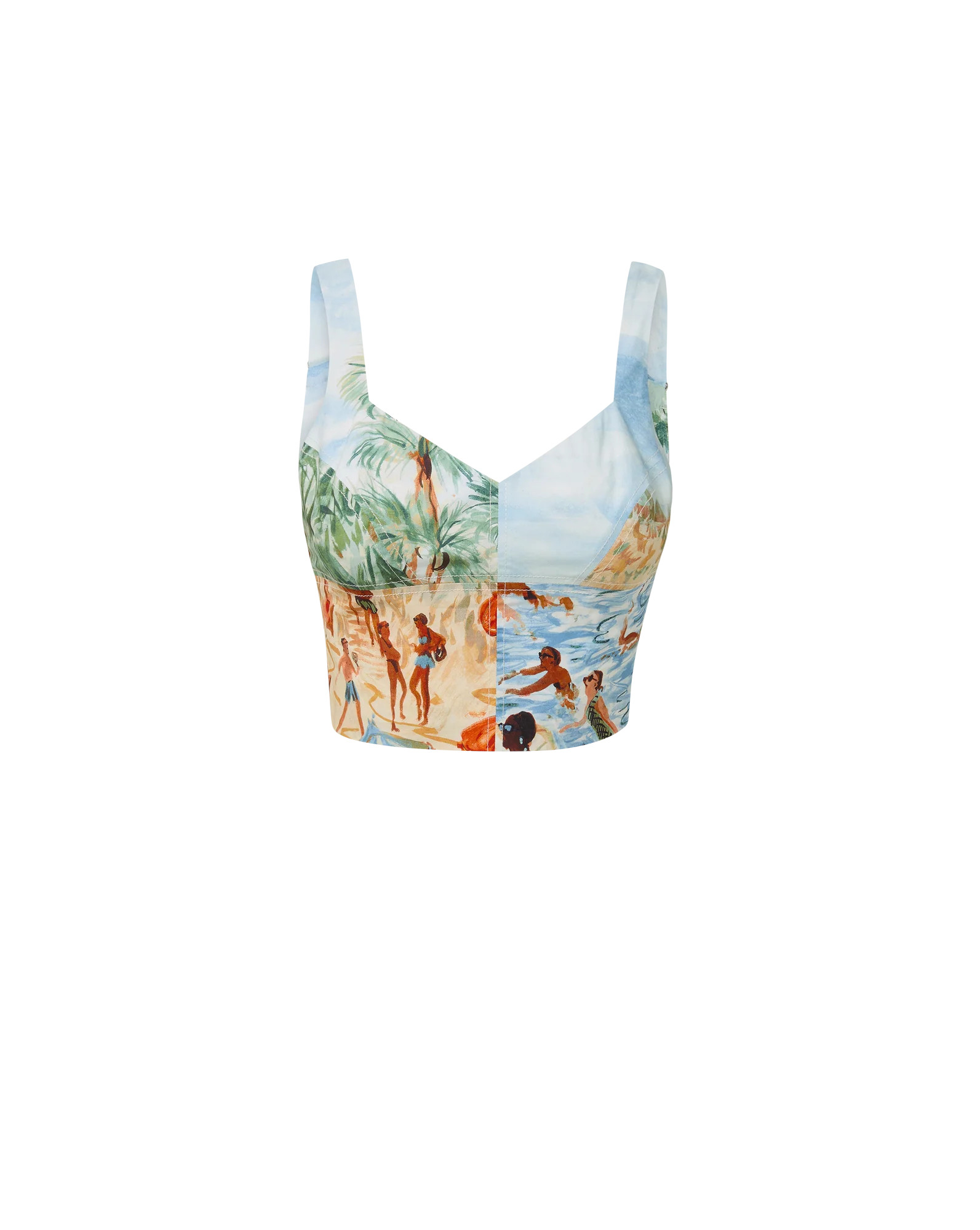 Vonette Beach Printed Tank Top in Sand Multi | Veronica Beard | Veronica Beard UK