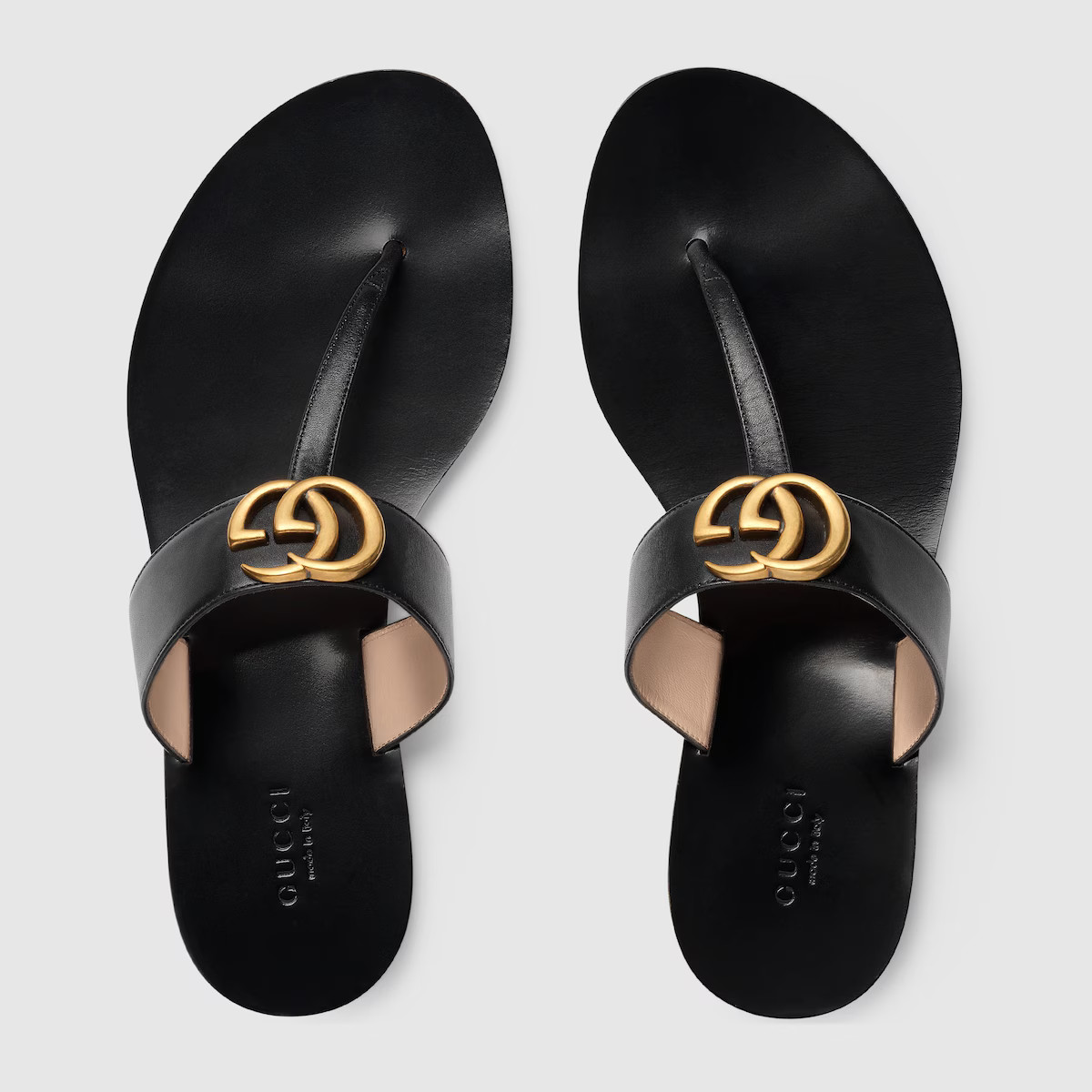Leather thong sandal with Double G | Gucci (US)