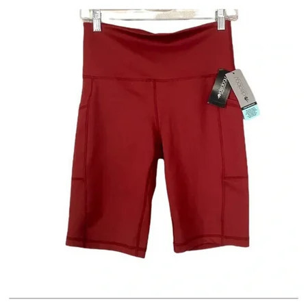 Ideology Women s High Rise Side Pockets Ins. 10 Biker Shorts Red Pear S | Walmart (US)
