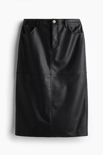 H & M - Coated Midi Skirt - Black | H&M (US + CA)