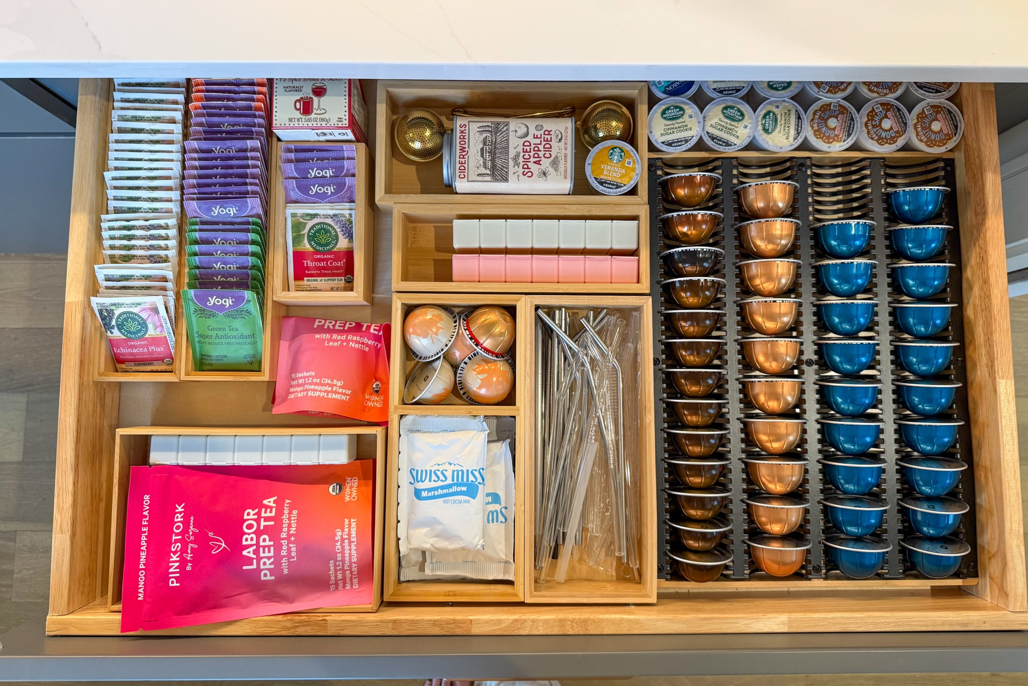 Nespresso coffee and tea drawer bins and organization! I love the bamboo organizers. I linked some of our favorite nespresso pods too!

#LTKSaleAlert #LTKHome #LTKFamily