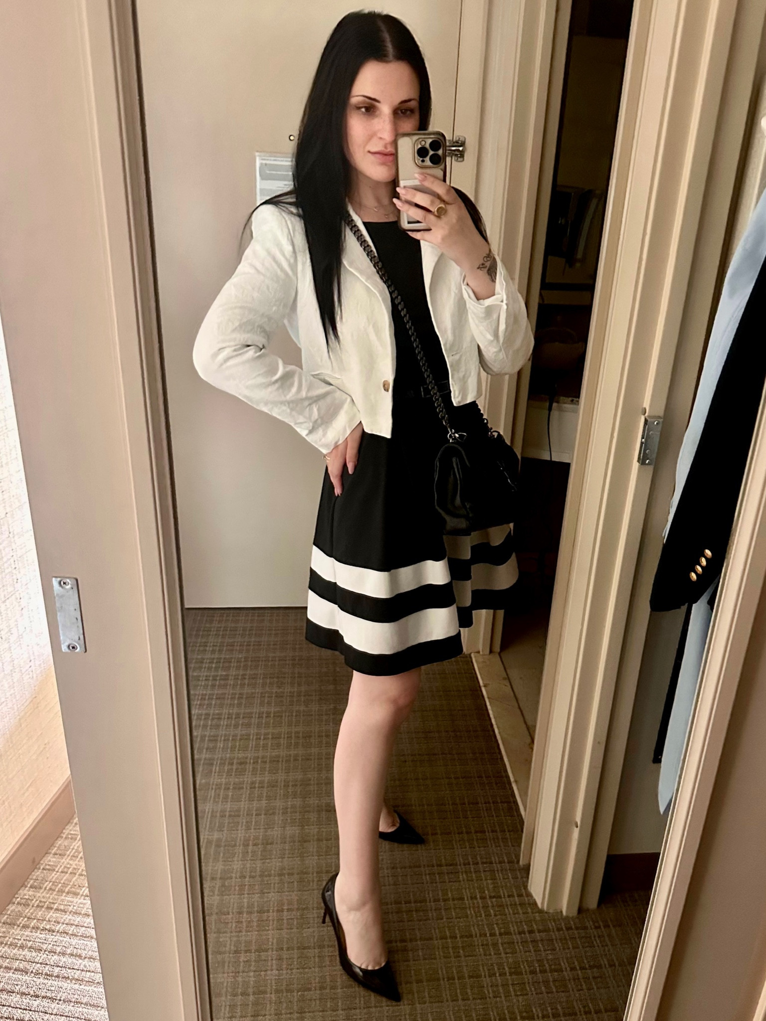 First impressions are everything. That is why I opted for this classic gif for the opening ceremony of my corporate event! However, a cropped blazer keeps it not only stylish, but also helps me keep that hourglass figure by bringing the attention up to my waist! 
A long blazer would have made me boxy and shorter!

#LTKShoeCrush #LTKStyleTip #LTKWorkwear